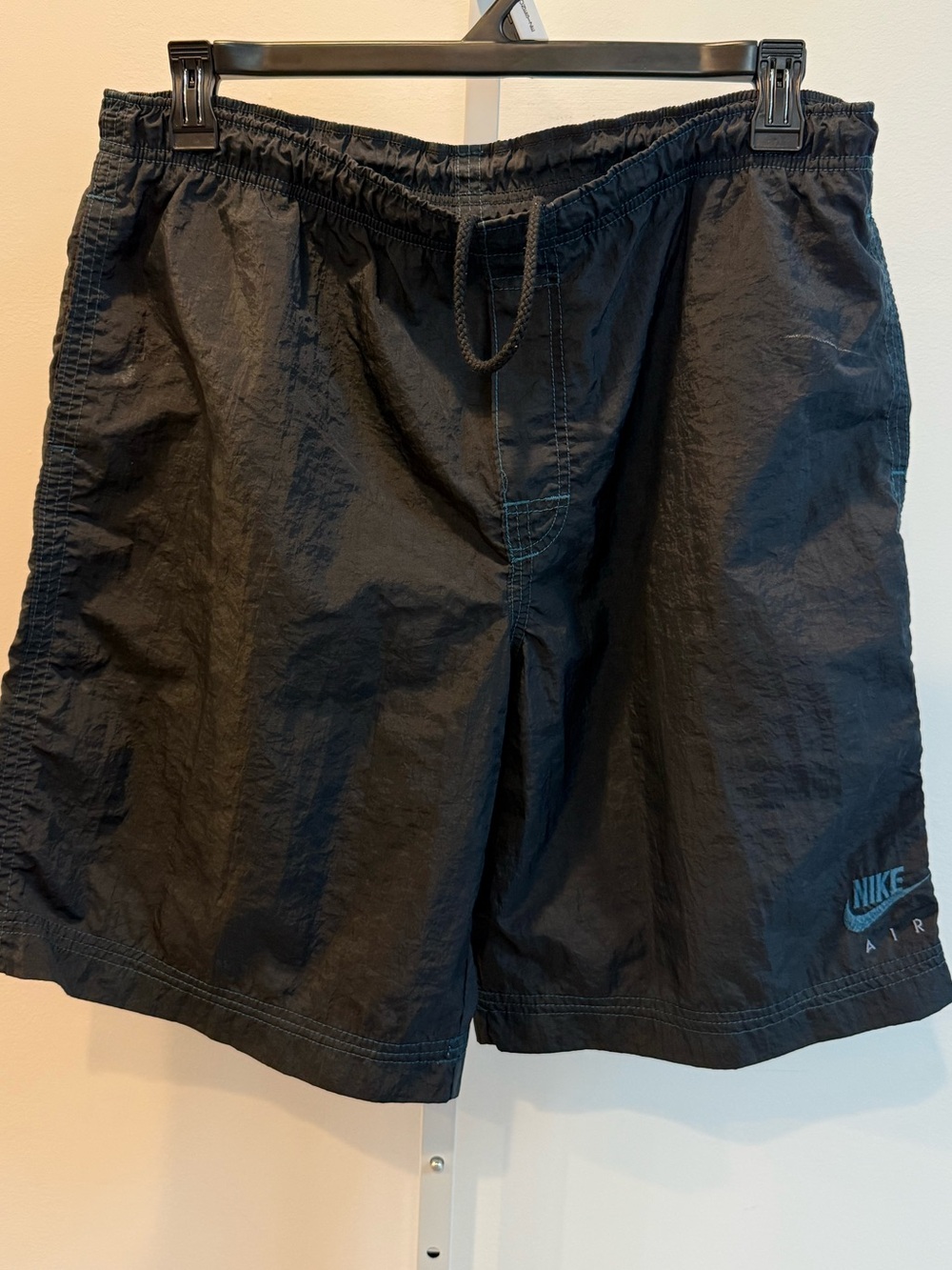 Vintage 90s Nike Champs Black Embroidered Swoosh Shorts Collaboration Size XL